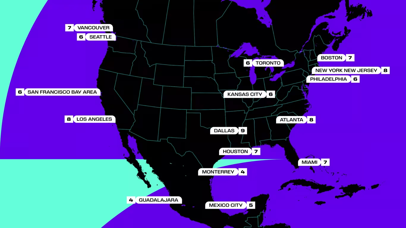 Mapa de sedes Mundial 2026